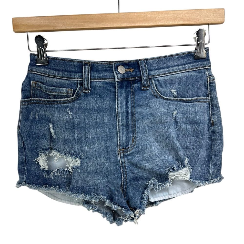 Victorias Secret Pink Distressed High Waisted Denim Shorts Size 6